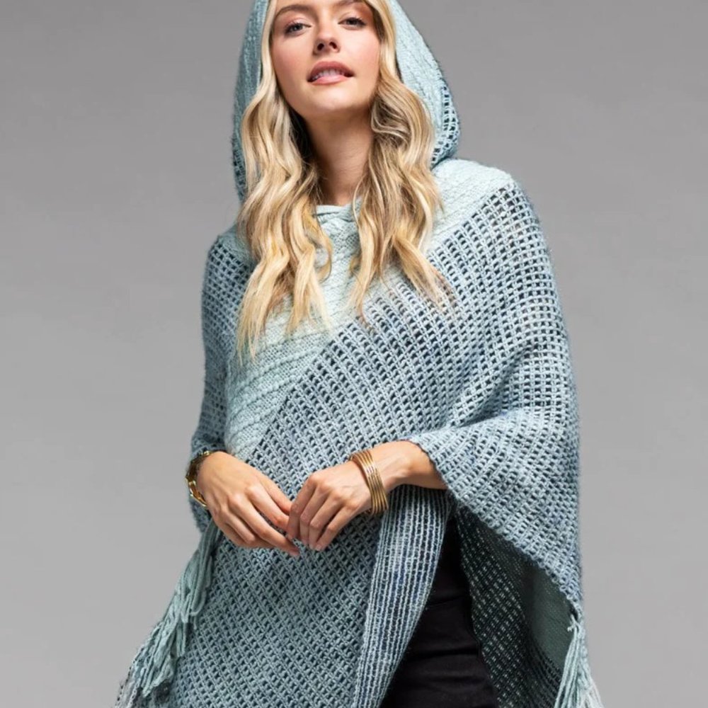 Mint Green Hooded Mesh Poncho